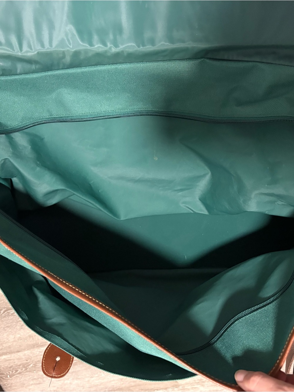 Polo by Ralph Lauren Green Canvas Duffel with Brown Leather Trim - Picture 2 of 7